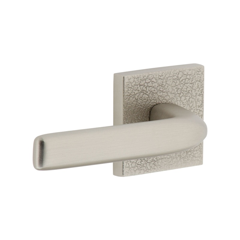 Quadrato Leather Rosette with Bella Lever in Satin Nickel