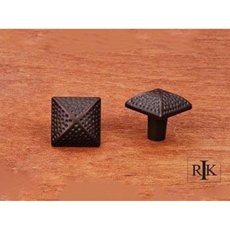 Square Knob with Divet Indents  1 1/4 (32mm) – Oil Rubbed Bronze