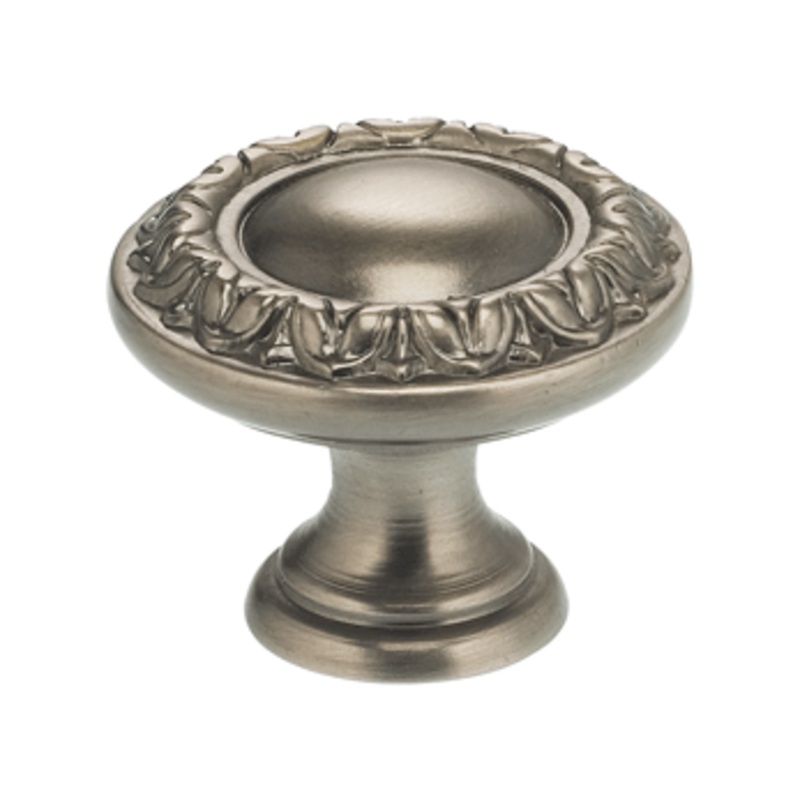 1 Diameter Omnia Ornate Border Cabinet Knob Pewter- Lacquered
