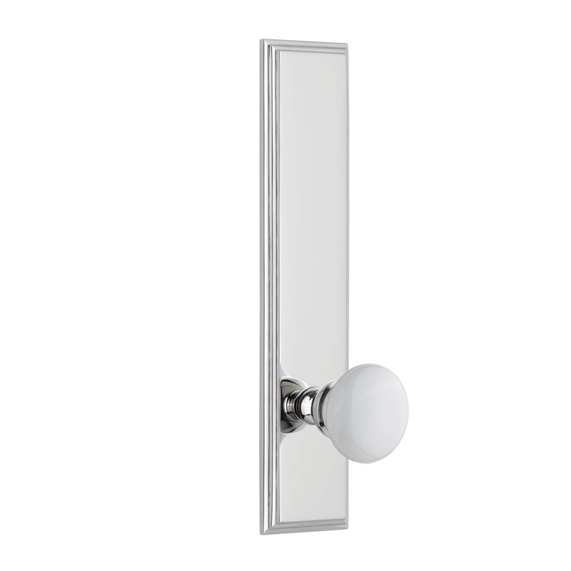 Carr Tall Plate with Hyde Park Knob in Bright Chrome