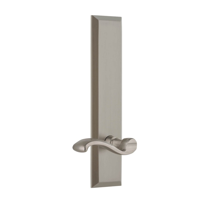 Fifth Avenue Tall Plate with Portofino Lever in Satin Nickel