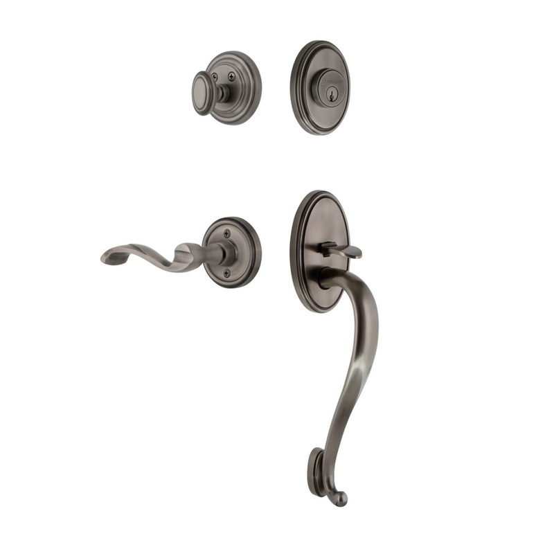 Georgetown Rosette S Grip Entry Set Portofino Lever in Antique Pewter