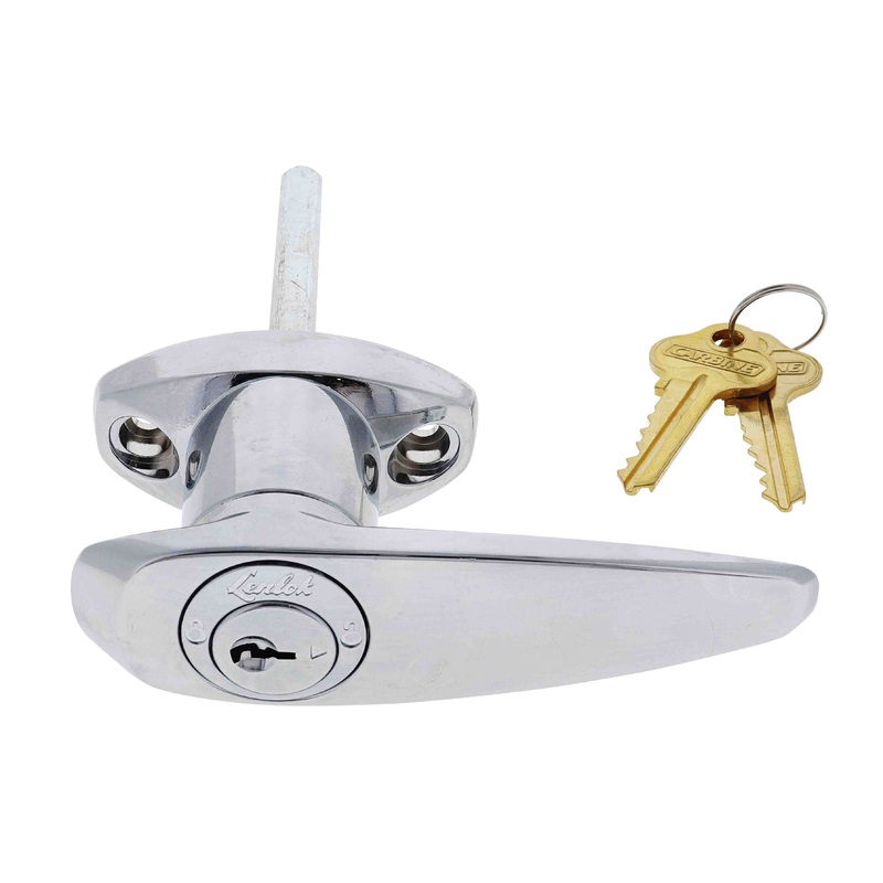 Lenlok L Handle, Front Fixing,  75MM Shaft, C4 Keyed Alike KA2, , Chrome Plate