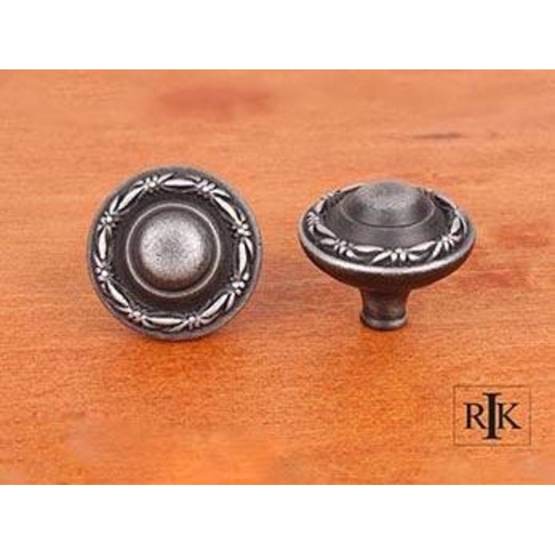 Small Deco-Leaf Edge Knob 1 1/4 (32mm) – Distressed Nickel