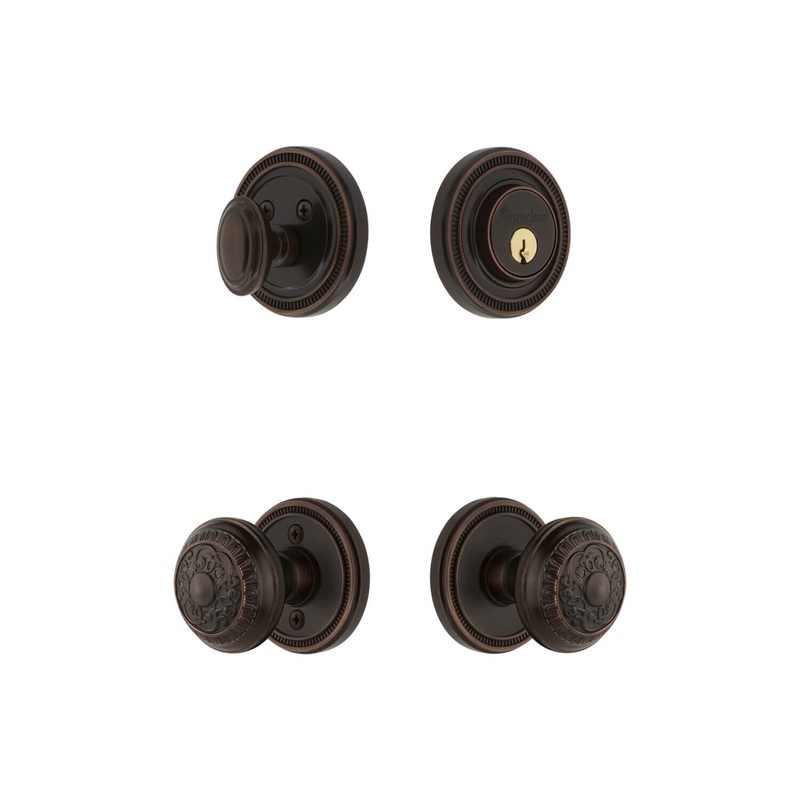 Soleil Rosette Entry Set with Windsor Knob in Timeless Bronze