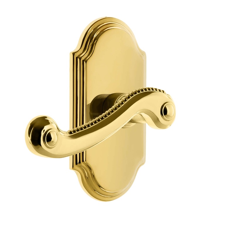 Arc Short Plate with Newport Lever in Polished Brass