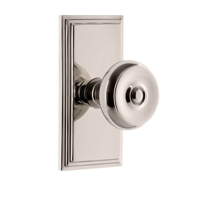 Carr Short Plate with Bouton Knob in Polished Nickel