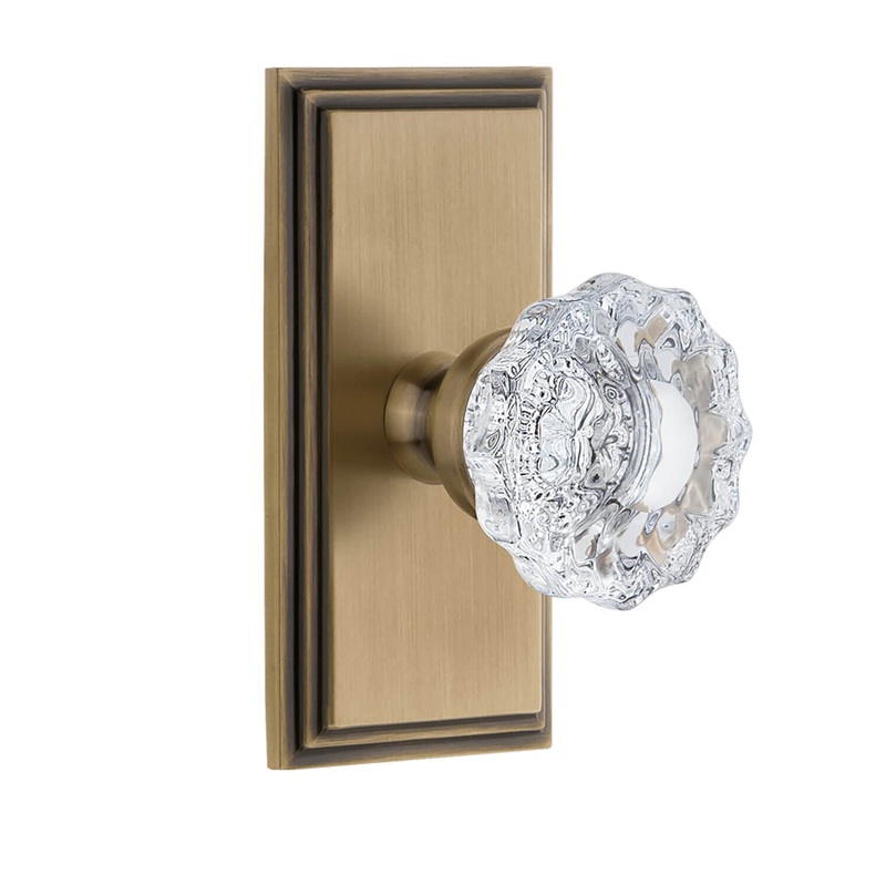 Carr Short Plate with Versailles Crystal Knob in Vintage Bras