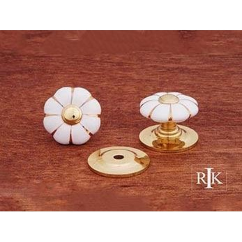 Flowery Knob with Brass Tip & Lines 1 1/4 (32mm) – Polished Brass