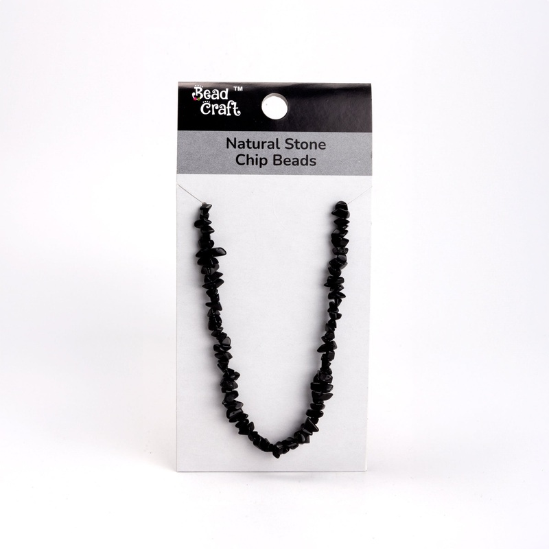 Handmade Glass Chip Beads Black Approx 15gm