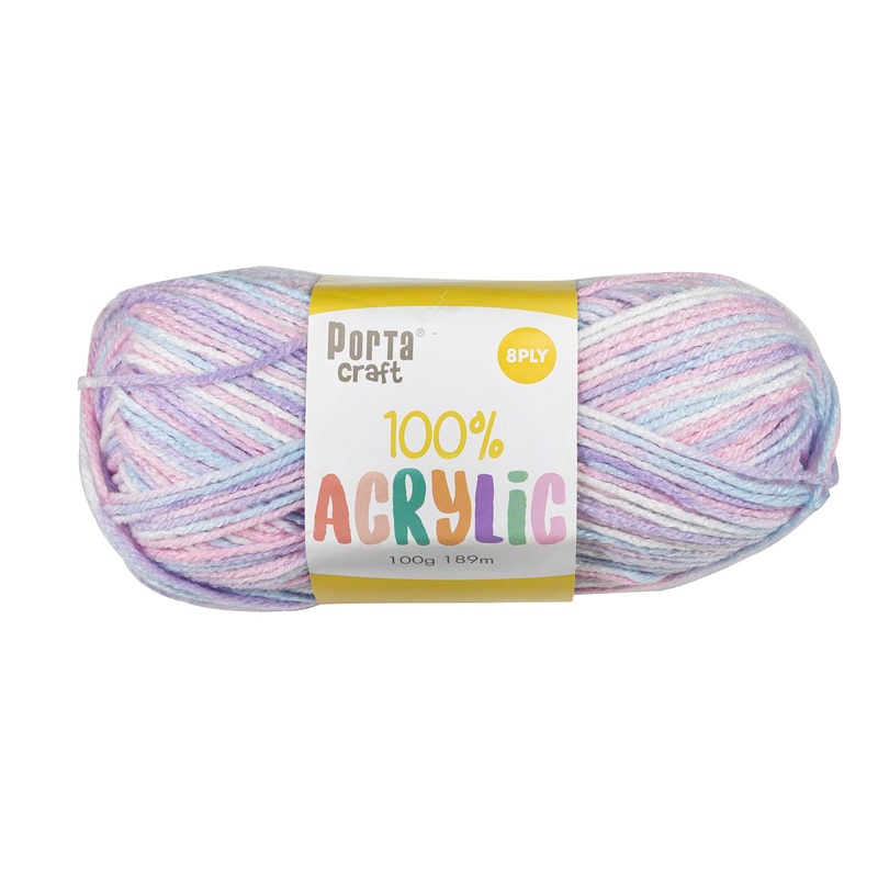 Porta Craft Acrylic Yarn 100% 100Gm 189M 8Ply Multi Rarity