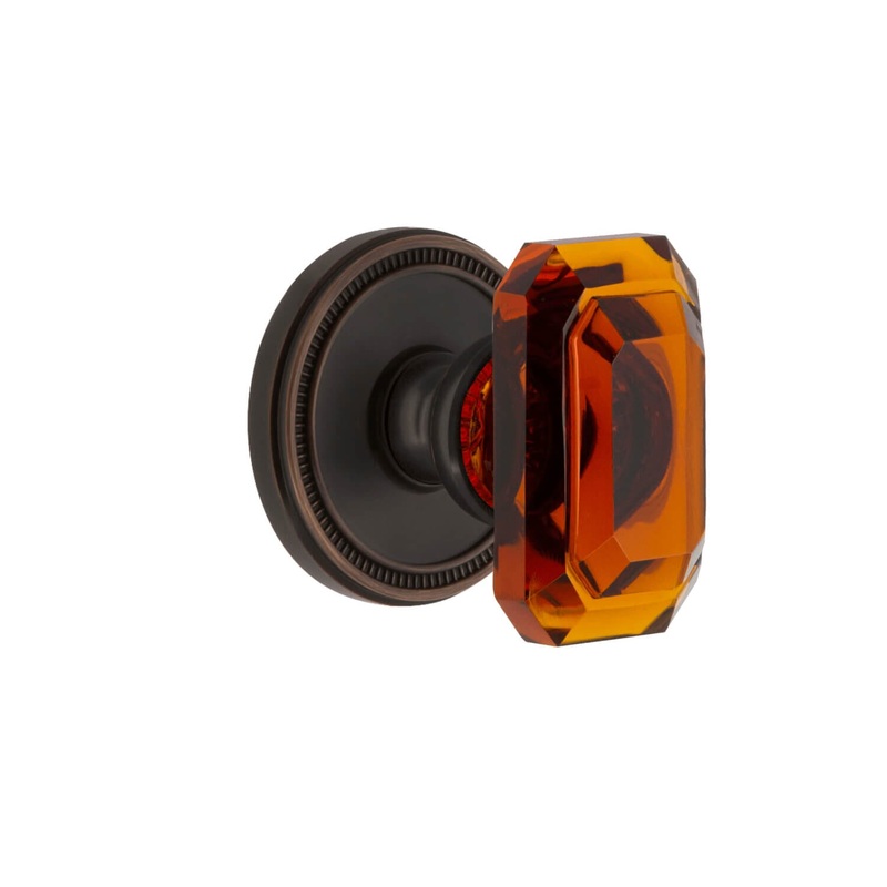 Soleil Rosette with Baguette Amber Crystal Knob in Timeless Bronze