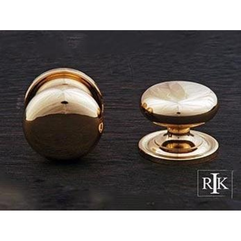 Solid Plain Knob with Backplate  1 1/2 (38mm) – Polished Brass