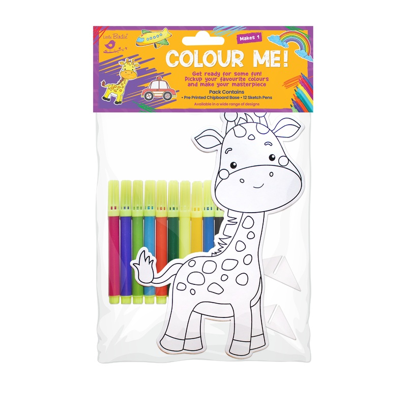 Table Decor Colouring Kit With Sketch Pen Giraffe Approx L8 X W5inch 2mm Thick