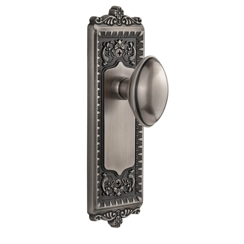Windsor Long Plate with Eden Prairie Knob in Antique Pewter