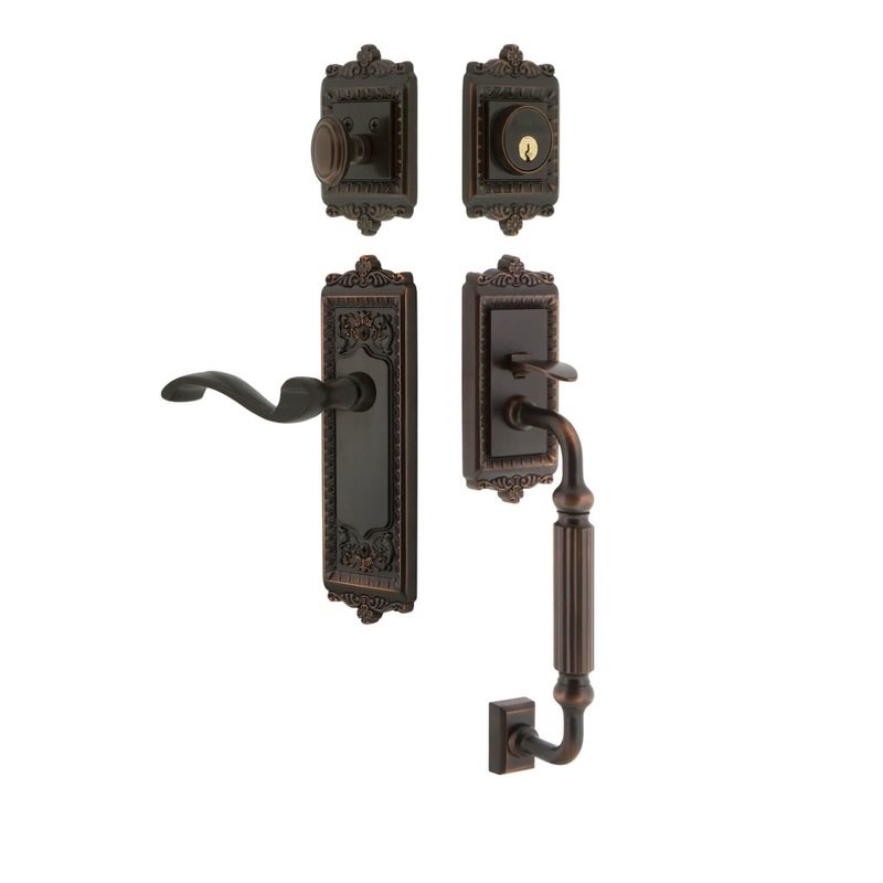 Windsor Plate F Grip Entry Set Portofino Lever in Timeless Bronze