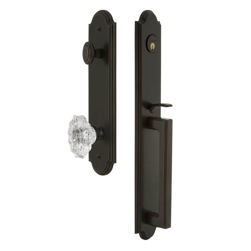 Arc One-Piece Handleset with D Grip and Biarritz Knob in Timeless Bronze