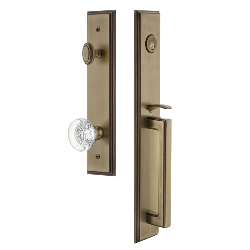 Carr One-Piece Handleset with D Grip and Bordeaux Knob in Vintage Brass