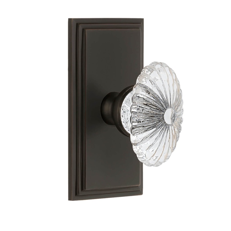 Carr Short Plate with Burgundy Crystal Knob in Timeless Bronze