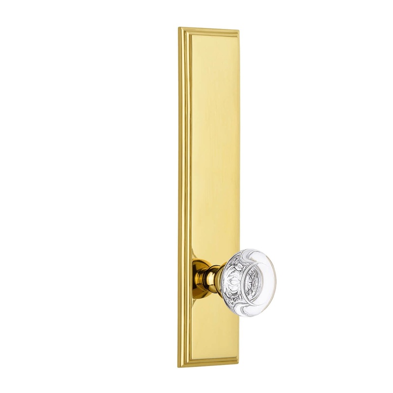 Carr Tall Plate with Bordeaux Crystal Knob in Lifetime Brass