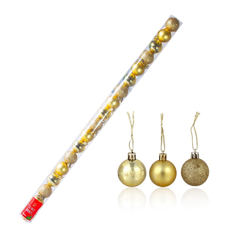 Christmas Baubles Tube Gold 18Pc Blister