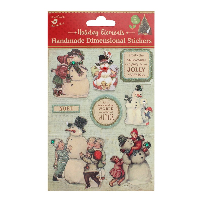 Christmas Vintage embellished Snowman 8Pc