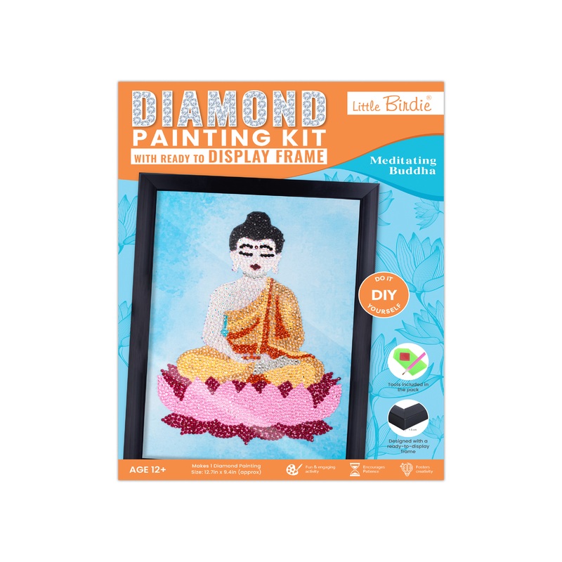 DIY Diamond Painting Kit with frame – Meditating Buddha, 1 Box