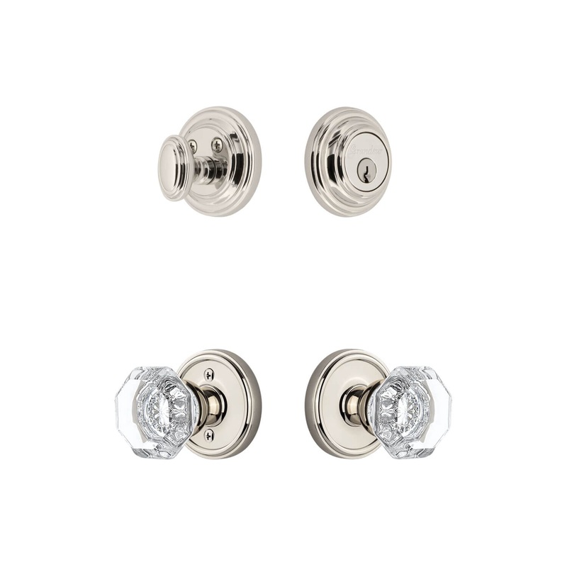 Georgetown Rosette Entry Set with Chambord Crystal Knob in Polished Nickel