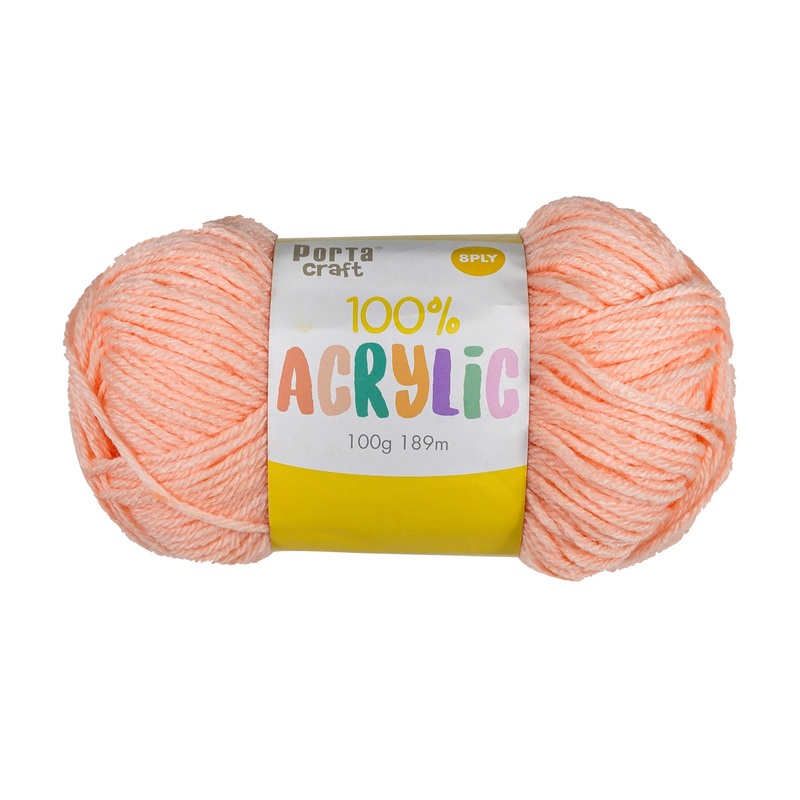 Porta Craft Acrylic Yarn 100% 100Gm 189M 8Ply Apricot