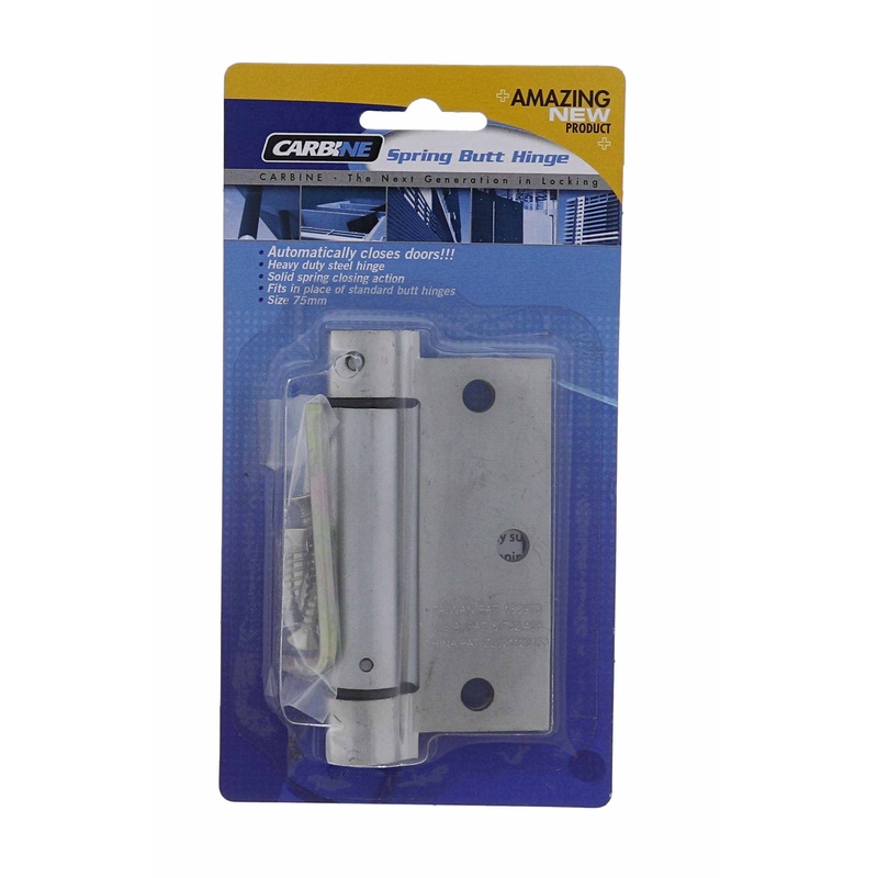 Carbine 75MM Spring Butt Hinge, Display Pack Single, Satin Chrome