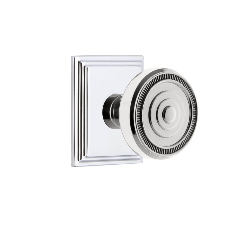 Carr Square Rosette with Soleil Knob in Bright Chrome