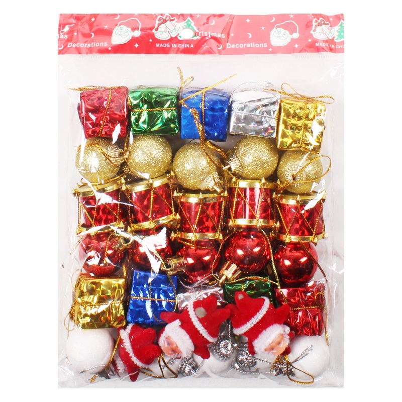 Christmas Tree Hanging Decoration Mini Drum/Baubles/Present With Santa 1Pack
