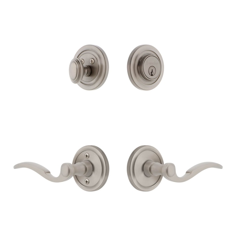 Circulaire Rosette Entry Set with Bellagio Lever in Satin Nickel