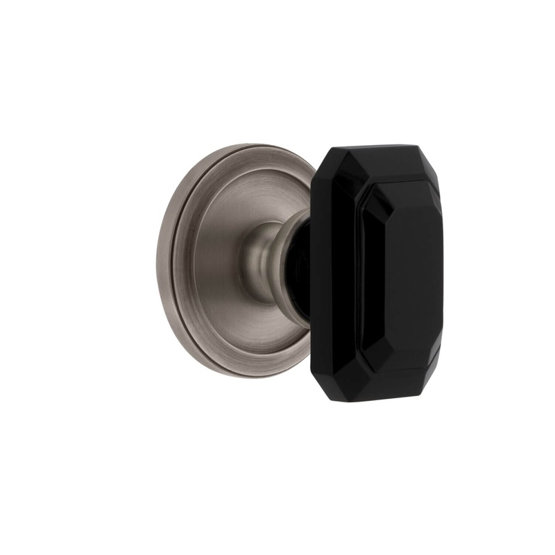 Circulaire Rosette with Baguette Black Crystal Knob in Antique Pewter