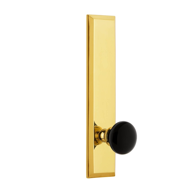 Fifth Avenue Tall Plate with Coventry Knob in Polished Brass