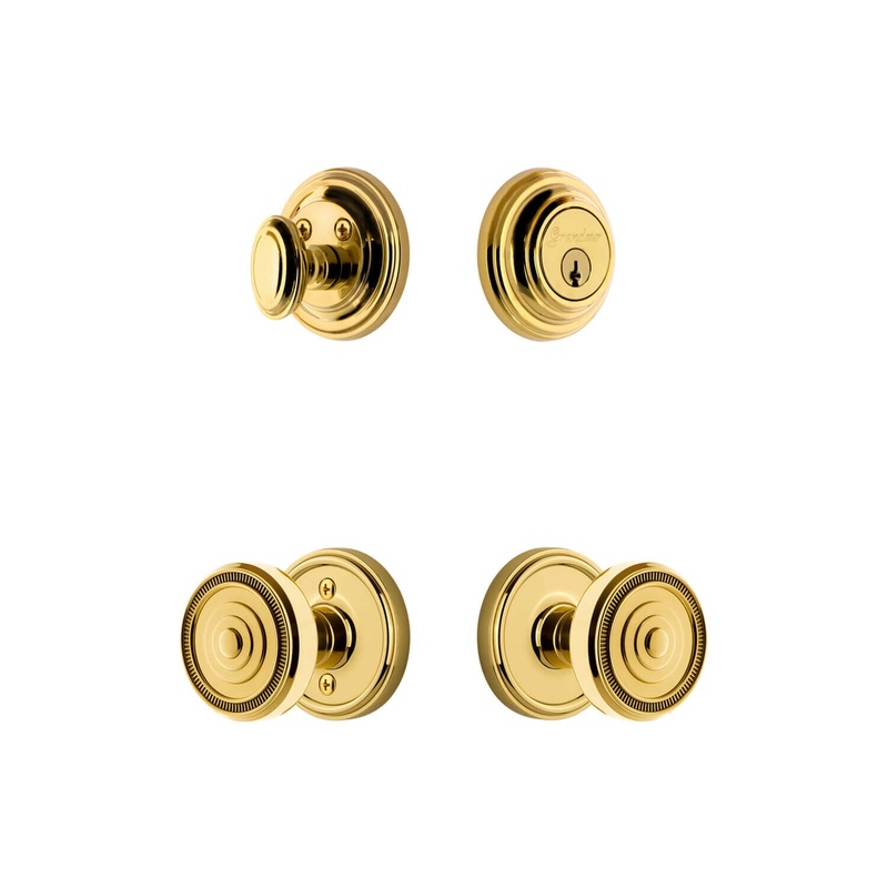 Georgetown Rosette Entry Set with Soleil Knob in Lifetime Brass