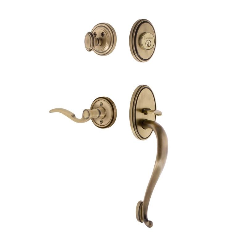 Georgetown Rosette S Grip Entry Set Bellagio Lever in Vintage Brass