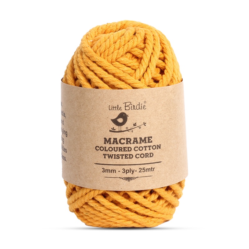 Macrame Cotton Twisted Cord – Mango Yellow 3mm 3Ply 25Mtr 1Roll