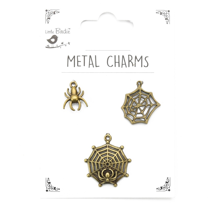 Metal Charms Spider Web 3Pcs Pbci Ib
