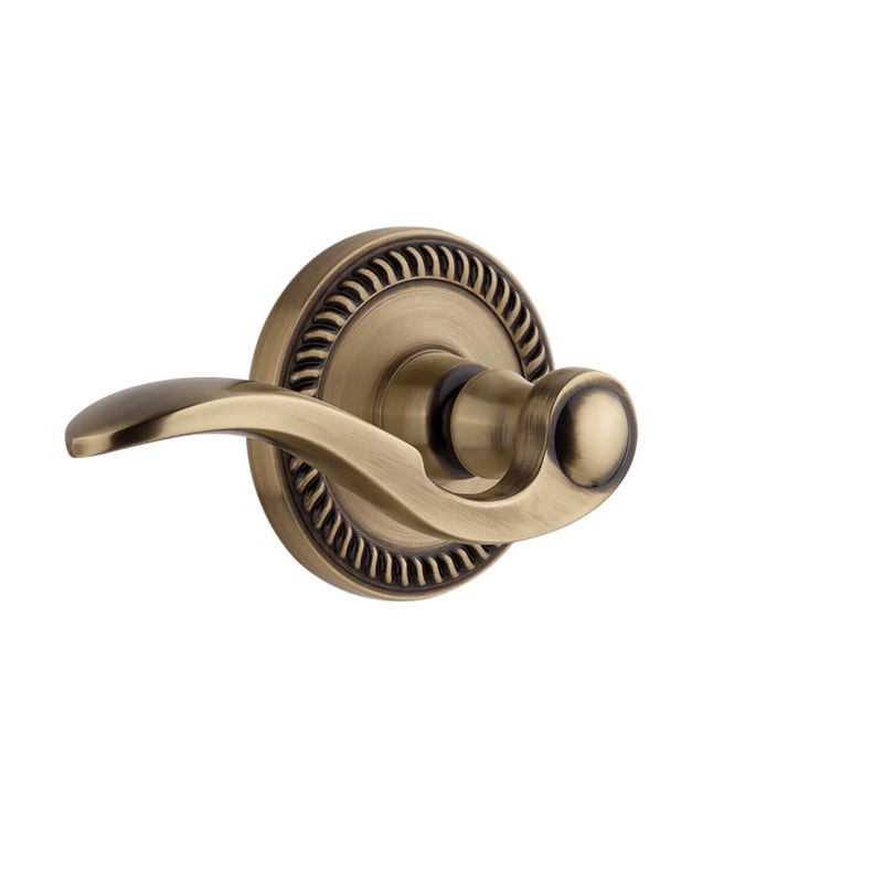 Newport Rosette with Bellagio Lever in Vintage Brass