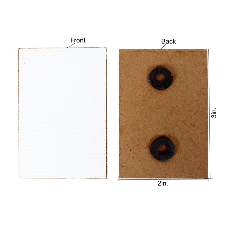 Paintable MDF Canvas Fridge Magnet 2 X 3 Inch 2mm Thick 6Pc
