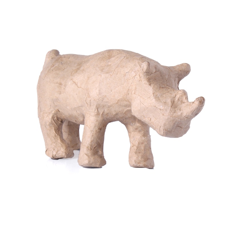 Paper Mache Wild Rhinoceros Approx L33 X W12 X H16cm 1pc