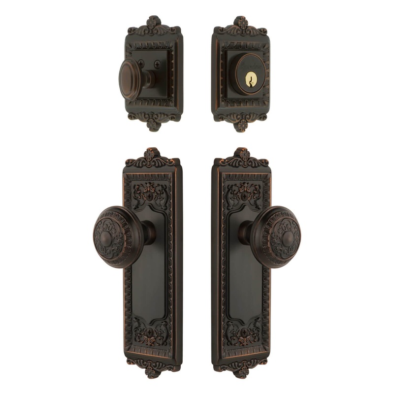 Windsor Long Plate Entry Set with Windsor Knob in Timeless Bronze