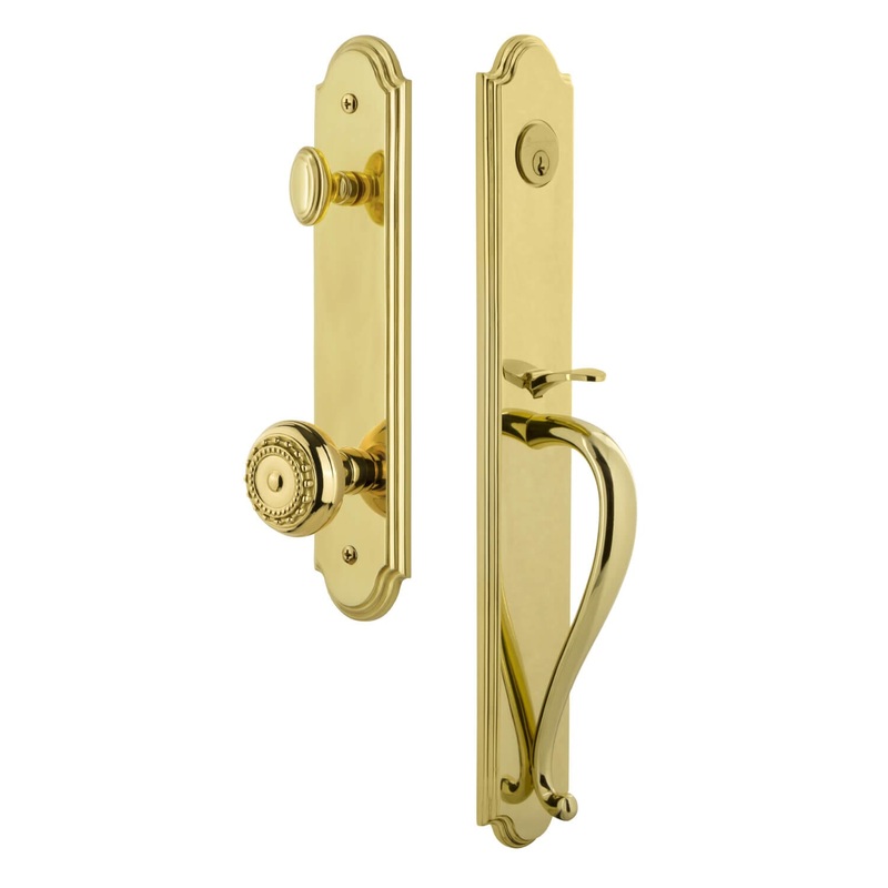 Arc One-Piece Handleset with S Grip and Parthenon Knob in Lifetime Brass