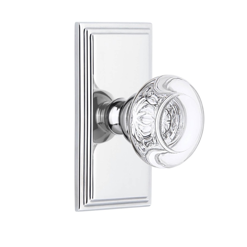 Carr Short Plate with Bordeaux Crystal Knob in Bright Chrome