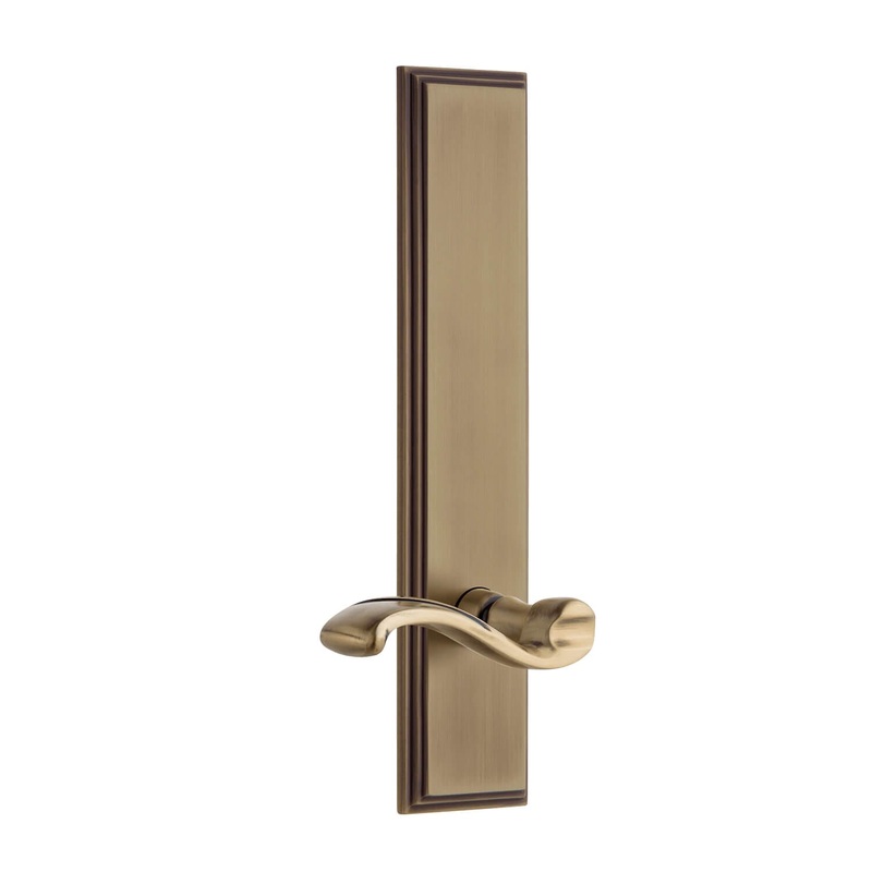 Carr Tall Plate with Portofino Lever in Vintage Brass