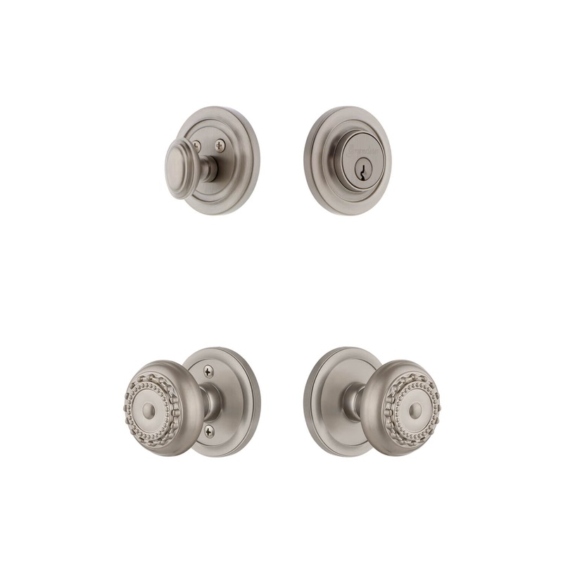 Circulaire Rosette Entry Set with Parthenon Knob in Satin Nickel