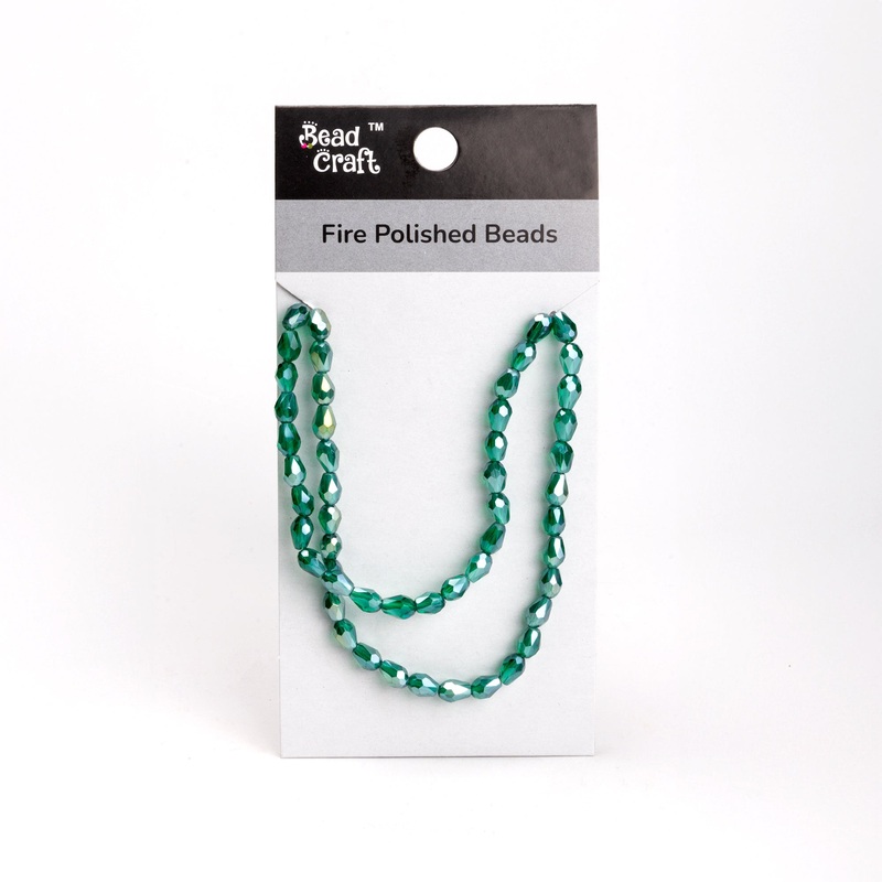 Fire Polished Beads Teal Rainbow 6/8mm 1 String