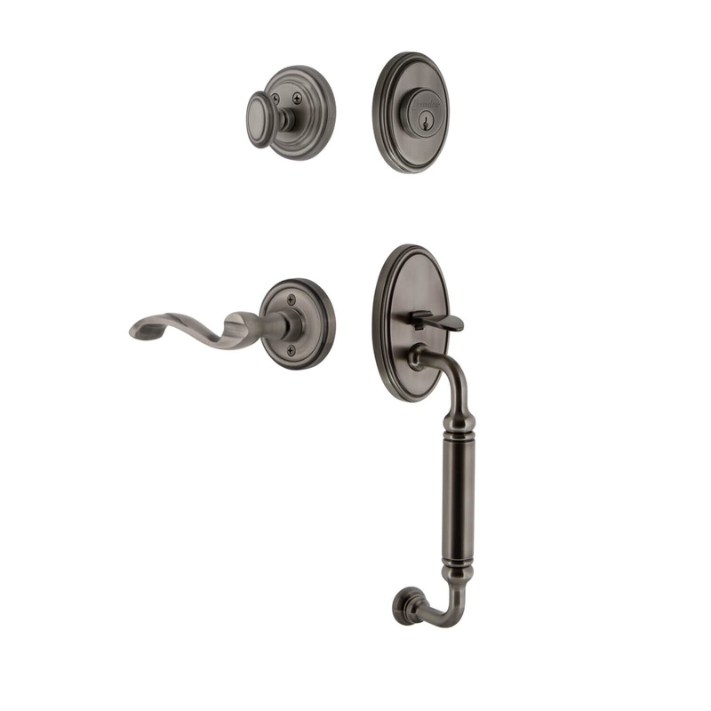 Georgetown Rosette C Grip Entry Set Portofino Lever in Antique Pewter
