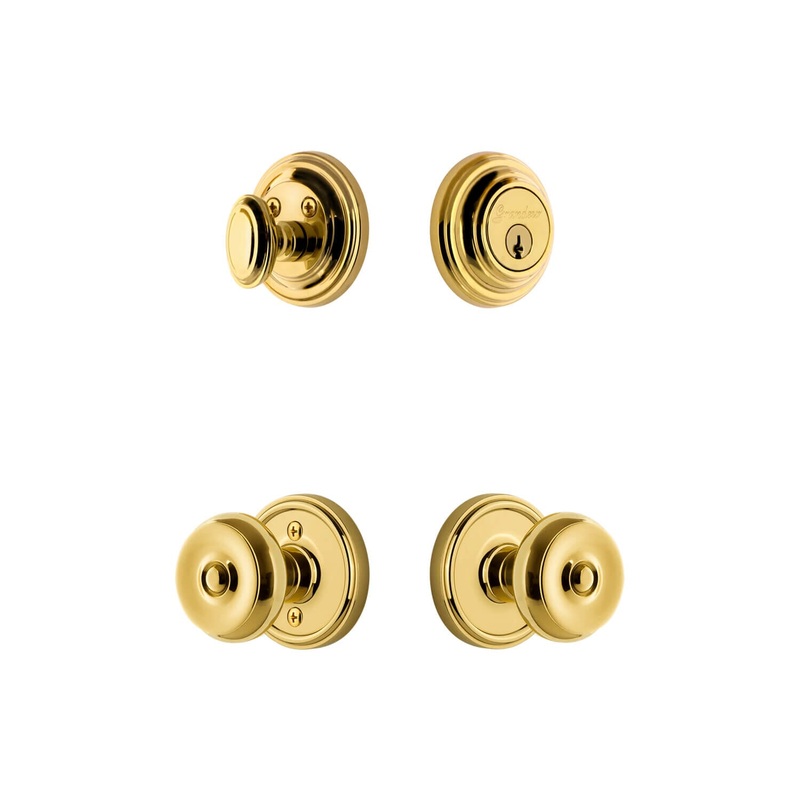 Georgetown Rosette Entry Set with Bouton Knob in Lifetime Brass